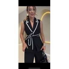 Костюм женский: жилетка + брюки Модель: 1483-83163 GR Цвет: черный, белый