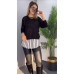 Кофтинка женская трикотаж + софт Модель: 1483-83153 GR Цвет: черный + белая в черную заполоску