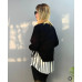 Кофтинка женская трикотаж + софт Модель: 1483-83153 GR Цвет: черный + белая в черную заполоску