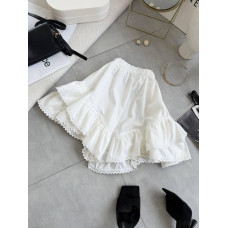 Женская двойная юбка с кружевом Модель: 1482-031 Цвет: молочный