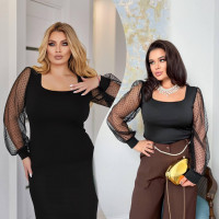 Кофточка с декольте и рукавами из сеточки Модель: 801-231