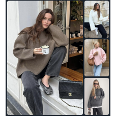 Свитер теплый трикотажный Модель: 872-304 Цвет: серый, мокко, розовый, молоко