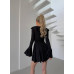 Платье мини с воланами из микродайвинга Модель: 1432-264 Цвет: черный, белый