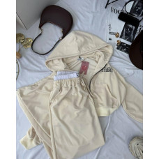 Прогулочный спортивный костюм с накаткой Модель: 1530-262 Цвет: розовый, серый меланж, сливочное масло