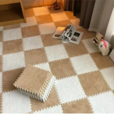 Коврик-пазл плюшевый (30×30 см), Бежевый с белым