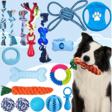 Набор игрушек для собак 17в1 Канат с мячом Развивающие жевательные игрушки для щенков мелких и крупных пород
