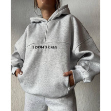 Костюм “I DON’T CARE” из трехнитки на флисе Модель: 6220-1146 Цвет: барби, белый, светло-серый, черный