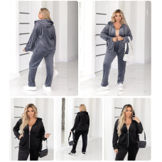 Стильный спортивный костюм из велюра Мод : 1377-0080 Цвета: графит, черный, шоколад