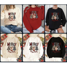 Новогодний женский свитшот Модель: 1434-0570 Цвет: молоко, красный, черный, бежевый