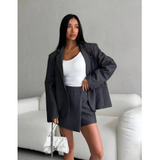 Костюм двойка из тиара: юбка-шорты + пиджак оверсайз Модель: 4959-524 Цвет: графит