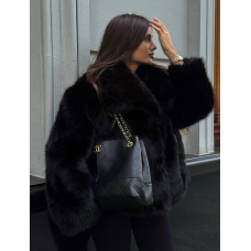 Шуба из эко меха на подкладке Модель: 4959-610 Цвет: шоколад, черный