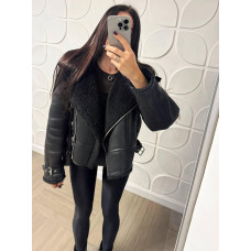 Дубленка из эко меха и эко кожи Модель: 4959-611 Цвет: черный