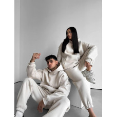 Мужской костюм из трехнитки на флисе (худи + джоггеры) Модель: 4959-385 Цвет: черный, графит, беж