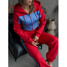 Костюм на флисе с голубыми вставками Модель: 1493-0695 Цвет: белый, красный, розовый