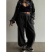 Костюм велюр с лампасами (олимпийка + джоггеры) Модель: 1493-0776 Цвет: графитовый, черный