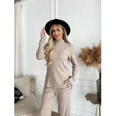 Женский костюм из ангоры-евро в рубчик Модель: 1550-8064 Цвет: беж, молочный, песочный, сирень, черный