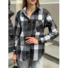 Трендовая женская рубашка с разрезом на рукавах Модель: 1550-2473 Цвет: черный, беж, синий