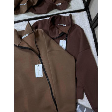 Женская кофта с молнией и манжетами Модель: 1550-8065 Цвет: черный, меланжевый, коричневый, шоколадный