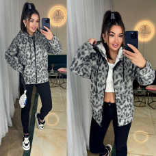 Женский теплый батник на молнии с капюшоном в леопардовый принт Модель: 1550-3089 Цвета: в ассортименте