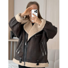 Дубленка женская в популярном фасоне Модель: 1550-264 Цвет: шоколад