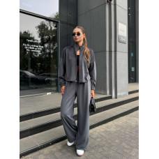 Костюм женский велюровый с карманами Модель: 1550-5164 Цвет: графит, фреза
