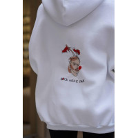 Худи женский «Что-то меня пайет» с вышивкой Модель: 4960-639 Цвет: белый, синий, малина