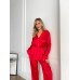 Костюм женский в пижамном стиле с поясом Модель: 4960-545 Цвет: беж, изумруд, черный, красный