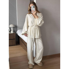 Костюм женский 2-ка (кофта + брюки) Модель: 4960-637 Цвет: молоко