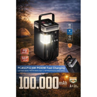 Power Bank Kensa 100000 mAh с быстрой зарядкой, LED-дисплеем и встроенными кабелями