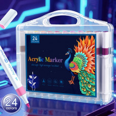Набор акриловых маркеров «Павлин» (24 цвета, MAP-03) в прозрачном боксе