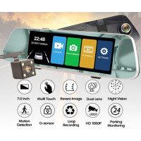 Car DVR W700 автомобильный регистратор-зеркало сенсорный экран 7" с двумя камерами