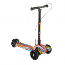 Детский самокат 6688  , Cкладной руль, колёса PU светятся 130мм ,Ручной тормоз