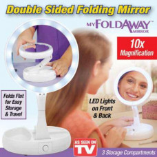 Зеркало с подсветкой и подставкой круглое fold away