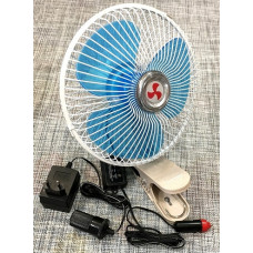 Вентилятор на прищепке работает от розетки 220V и от прикуривателя 12V
