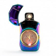Электрическая спиральная зажигалка с часами  USB LIGHTER 813 + clock, аккумуляторная зажигалка