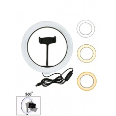 Кольцевая светодиодная лампа RING FILL LIGHT диаметром 26 см с держателем телефона, питание от usb без штатива