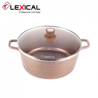 Кастрюля LEXICAL LM-010212-5 LORD Marble Casserole с антипригарным покрытием 36 см, Golden
