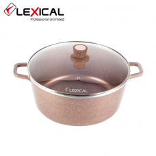 Кастрюля LEXICAL LM-010212-5 LORD Marble Casserole с антипригарным покрытием 36 см, Golden
