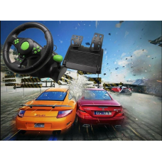 Игровой мультимедийный универсальный руль 3в1 PS3 / PS2 /  PC USB c педалями газа и тормоза