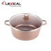 Кастрюля с крышкой LEXICAL LM-010214-5 LORD Marble с мраморным антипригарным покрытием 40см, Golden