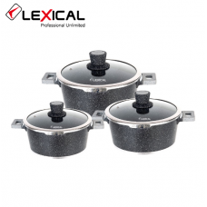Набор кастрюль LEXICAL LM-220601-1 антипригарное мраморное покрытие, 3 кастрюли