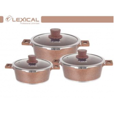 Набор кастрюль LEXICAL LM-220601-5 антипригарное мраморное покрытие, 3 кастрюли 20/24/28 см