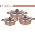 Набор кастрюль LEXICAL LM-220601-5 антипригарное мраморное покрытие, 3 кастрюли 20/24/28 см