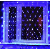 Гирлянда Сетка Xmas 1.5м х 1.5м , 144 Led, синий цвет,прозрачный провод