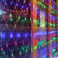 Гирлянда Сетка Xmas 1.5м х 1.5м , 144 Led цвет мульти,прозрачный провод