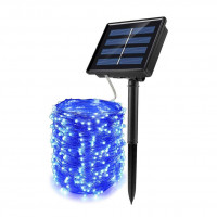 Гирлянда роса Copper Solar 100B-5 уличная с аккумулятором и солнечной панелью 10м (Синий)