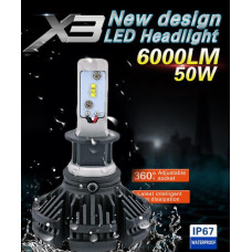 Светодиодные LED лампы для фар автомобиля X3-H7