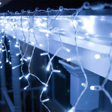 Гирлянда Бахрома Уличная 120 led, белый провод, крупный диод, 3.30х0.7 Холодно-Белый