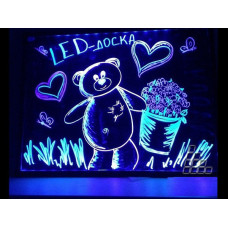 Светодиодная Led Доска Fluorescent Board 60 х 80 См с Фломастером и Салфеткой
