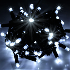 Уличная гирлянда нить 10м с мерцанием 100 LED на черном проводе Холодный Белый